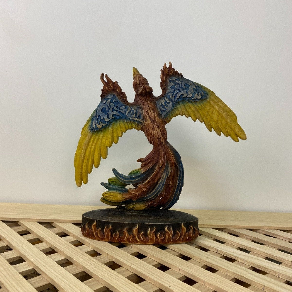 Phoenix Greek statue Phoenix statue Mythical bird Colored phoenix Egyptian phoenix Greek mythology Fantasy statue Fantasy wood décor