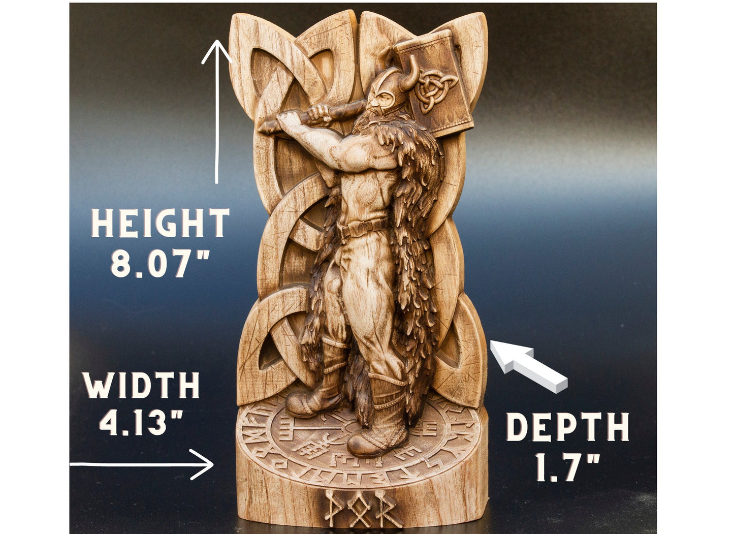 Thor Statue Tabletop Wood Sculpture Figurine Scandinavian Gods Statue Altar Souvenir Norse Gods