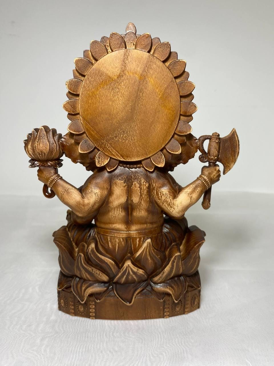 Ganesha Statue – Handcrafted Wooden Ganesha Figurine – Sacred Ganesha Hindu God Decor Made of Ash Wood