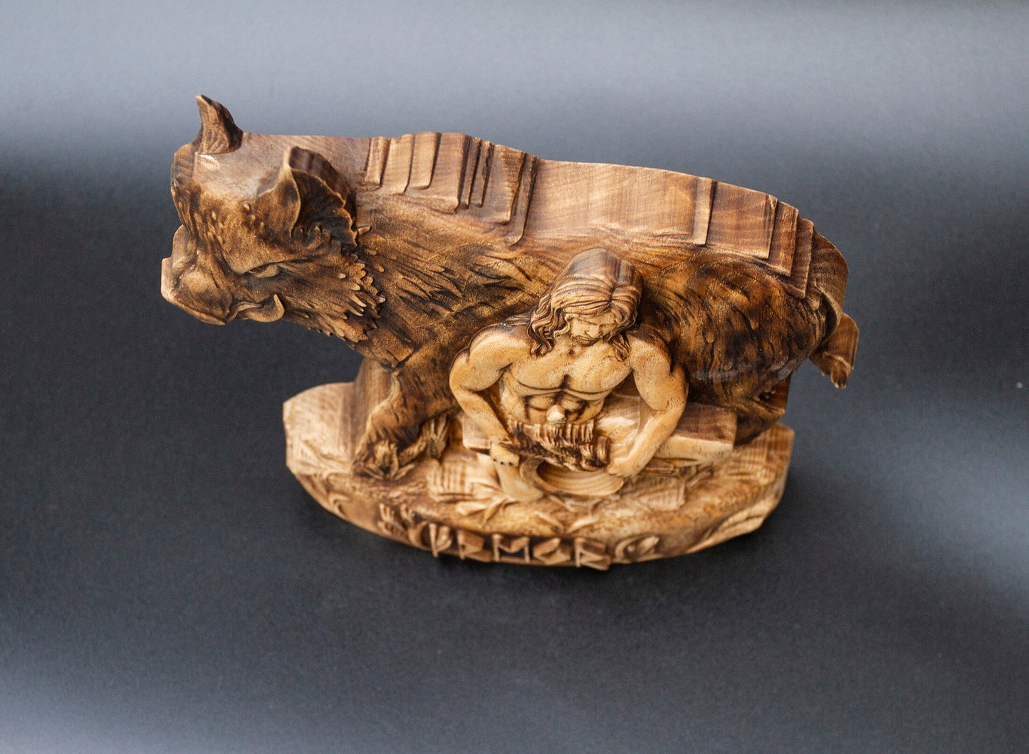 Freyr Statue โ Wooden Freyr Figurine โ Norse God of Fertility, Prosperity & Peace Made of Ecological Ash Wood