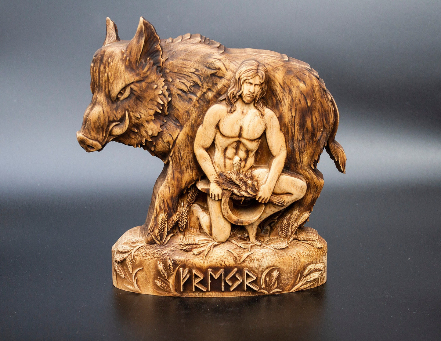 Freyr Statue โ Wooden Freyr Figurine โ Norse God of Fertility, Prosperity & Peace Made of Ecological Ash Wood