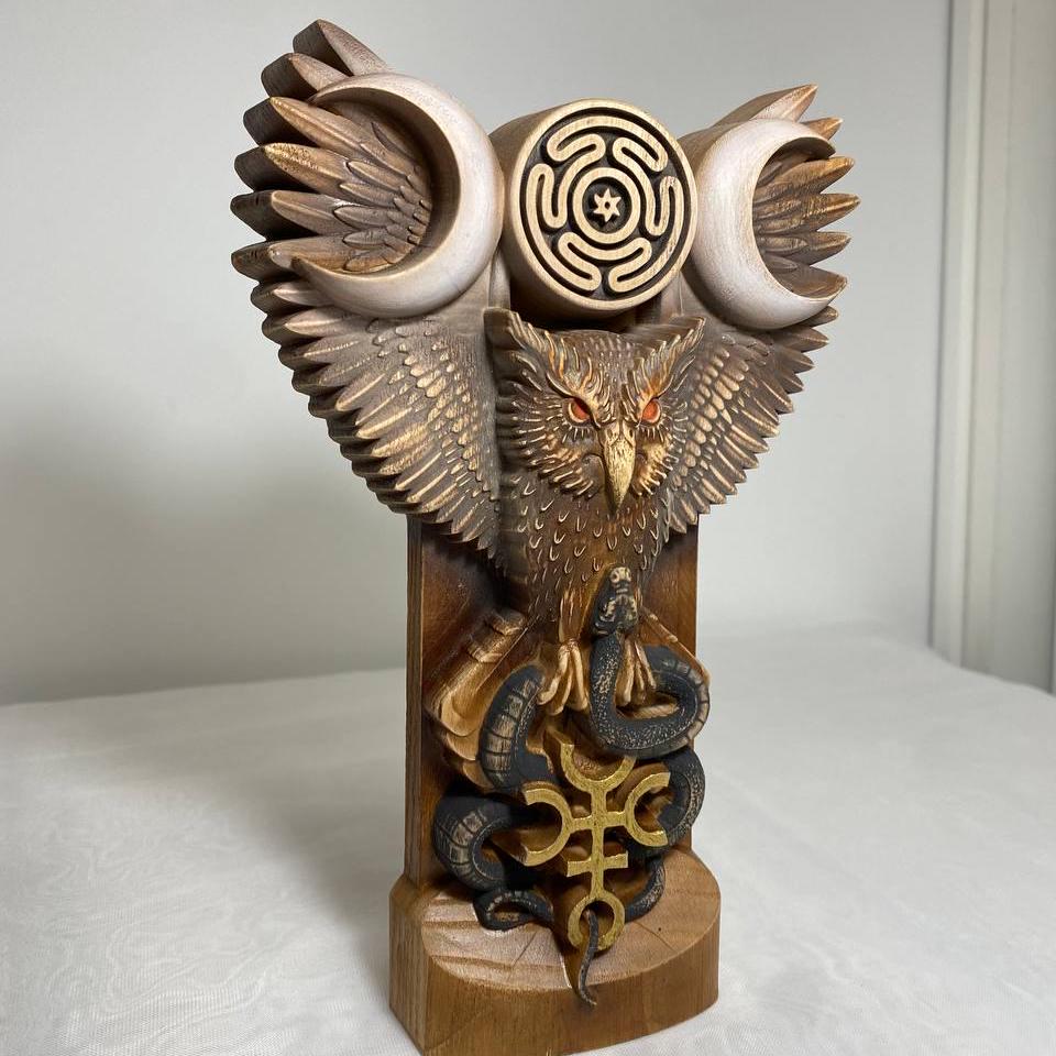 Hécate chouette Déesse Hécate Déesse hibou Esprit hibou Mythologie grecque Statue grecque Statue wicca Décor occulte Sorcellerie Statue païenne Sigle d'Hécate