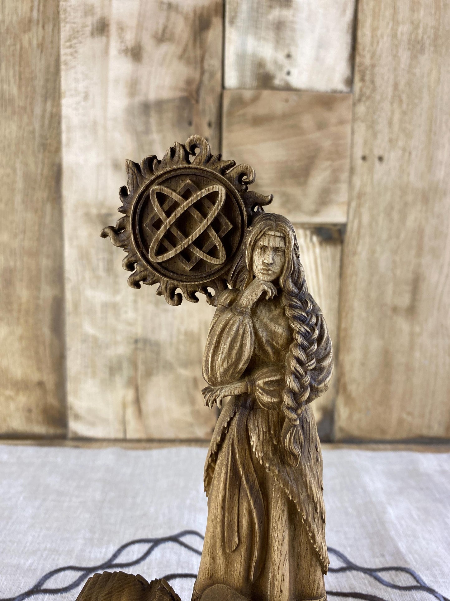 Lada Figure β Wooden Slavic Goddess Statue β Symbol of Love, Beauty & Spring with Sacred Swan