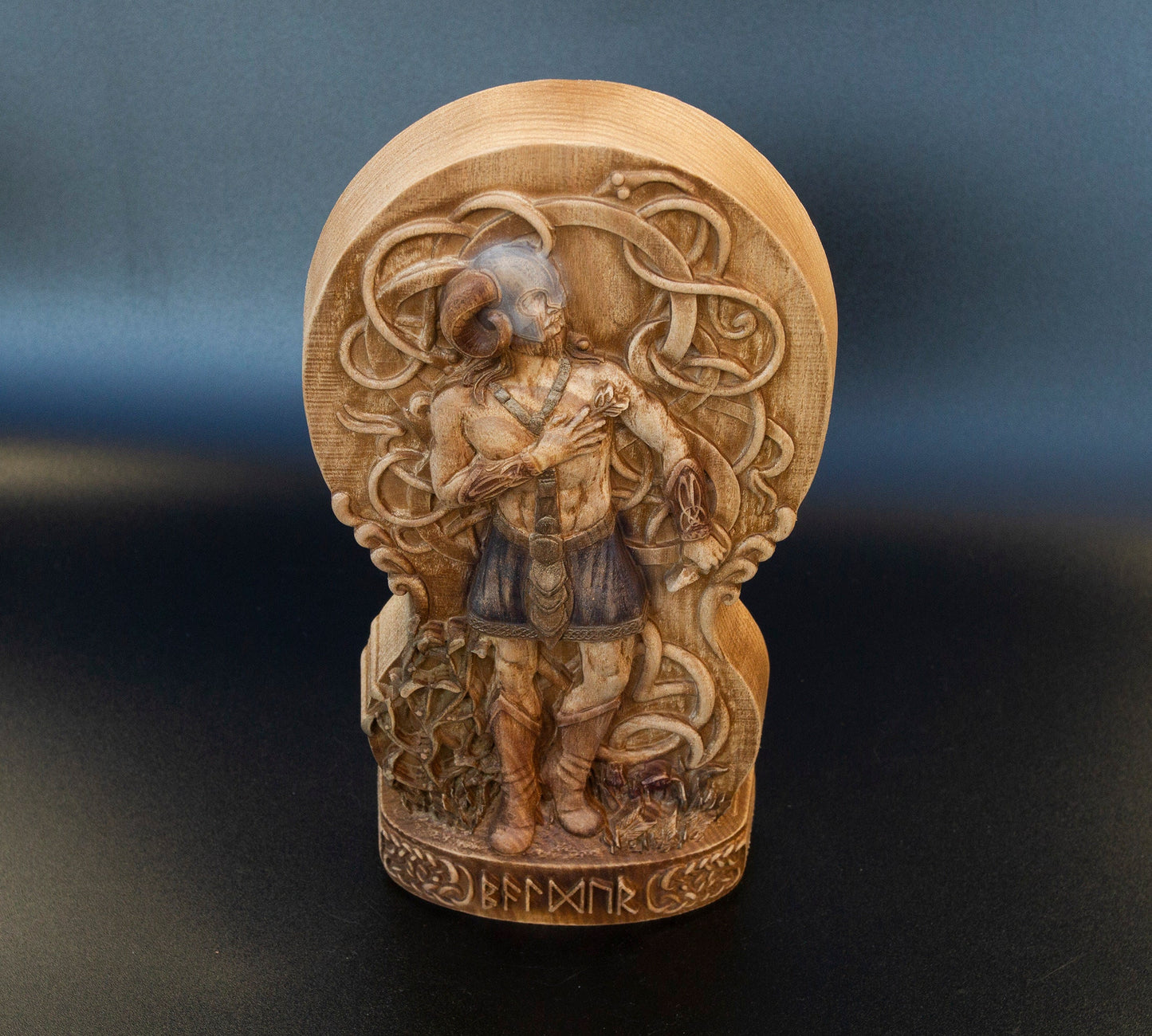 Baldr - Statuette en bois artisanale, exquise, dieu nordique de la lumière et de la beauté