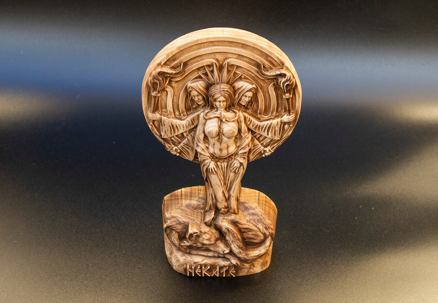 Statue d'Hécate, déesse nordique du mystère et des ténèbres, figurine de dieux scandinaves, sculpture en bois, art de l'autel, souvenir, personnages du Nord
