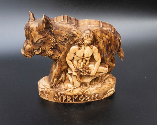 Freyr Statue – Wooden Freyr Figurine – Norse God of Fertility, Prosperity & Peace Made of Ecological Ash Wood