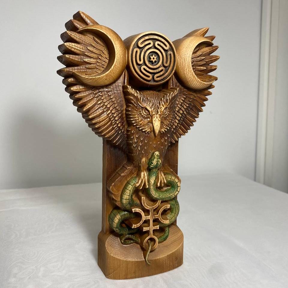 Hécate chouette Déesse Hécate Déesse hibou Esprit hibou Mythologie grecque Statue grecque Statue wicca Décor occulte Sorcellerie Statue païenne Sigle d'Hécate