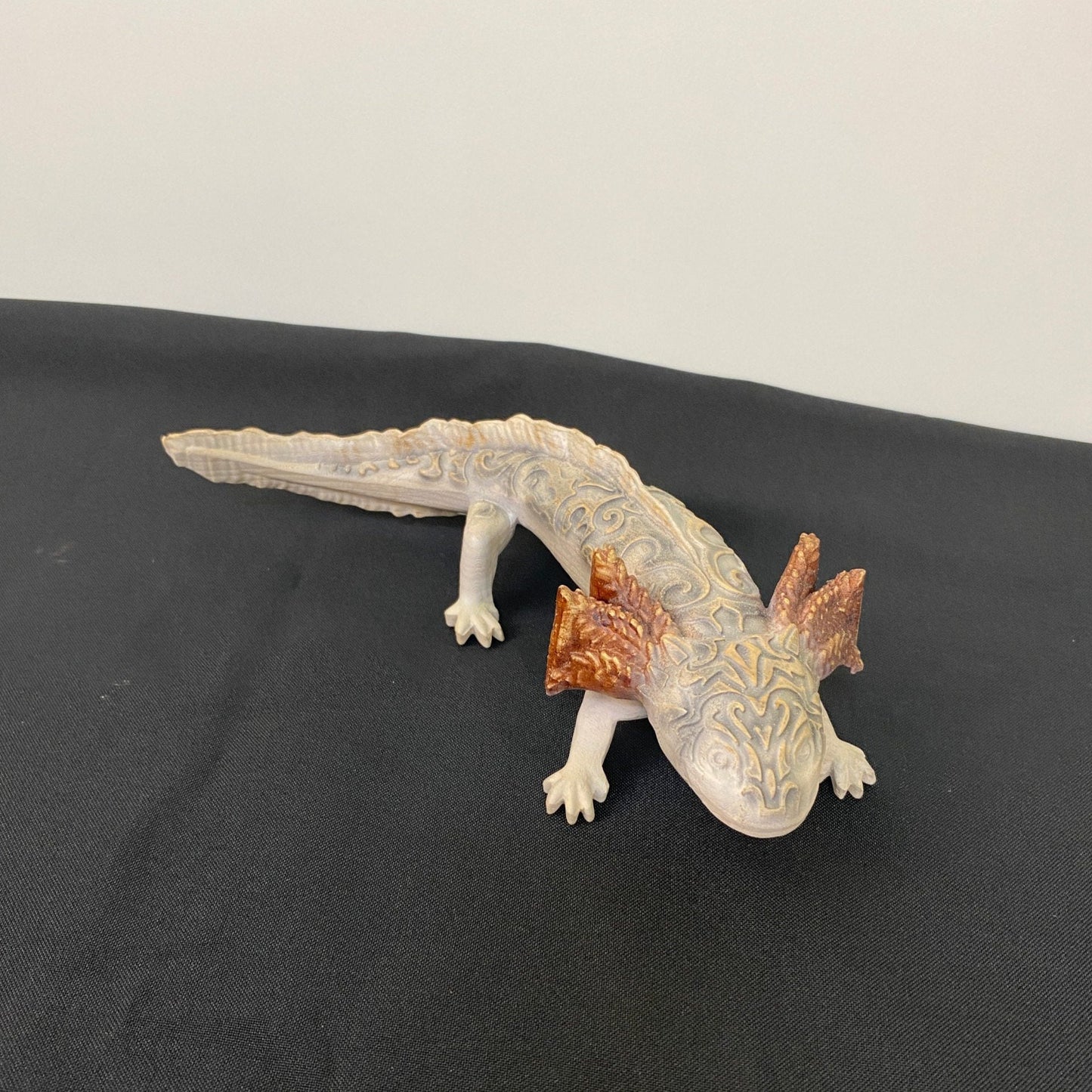Hand-Carved Axolotl Figurine – Mystical Aztec Wooden Amphibian Statue for Mesoamerican Decor & Symbolic Gifts