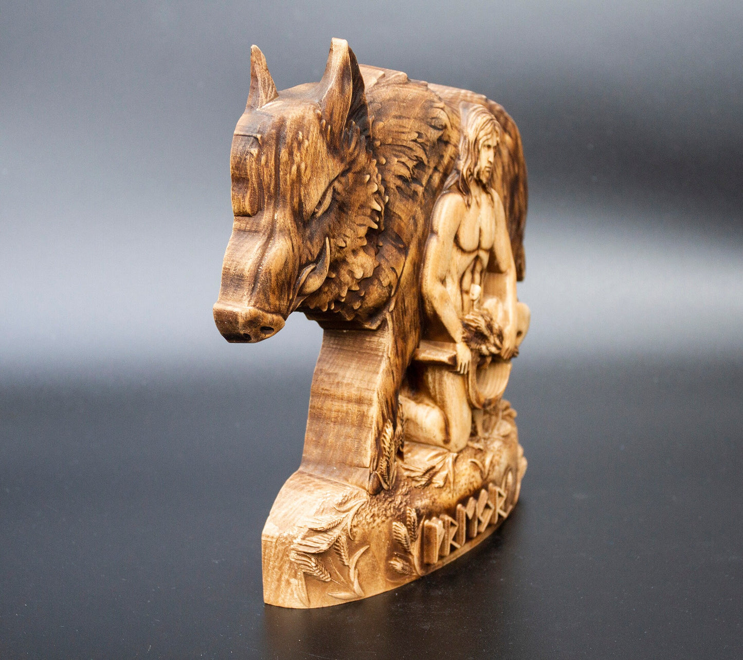 Freyr Statue โ Wooden Freyr Figurine โ Norse God of Fertility, Prosperity & Peace Made of Ecological Ash Wood