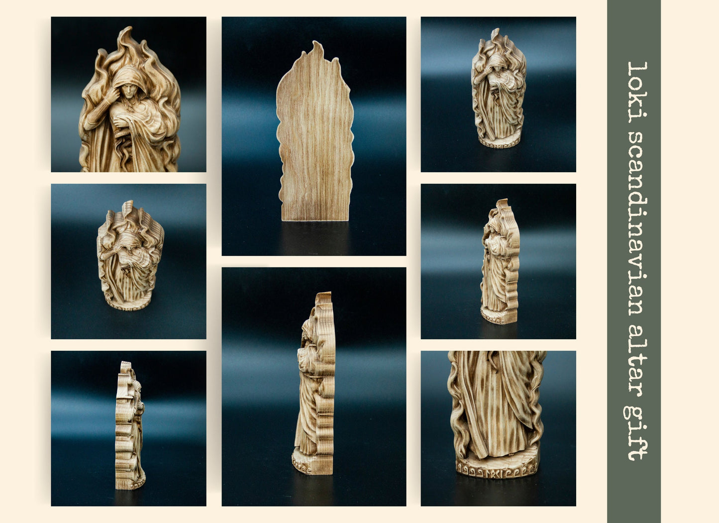 Loki Statue – Wooden Loki Figurine – Norse God Loki Decor for Mythology Lovers and Pagan Altars