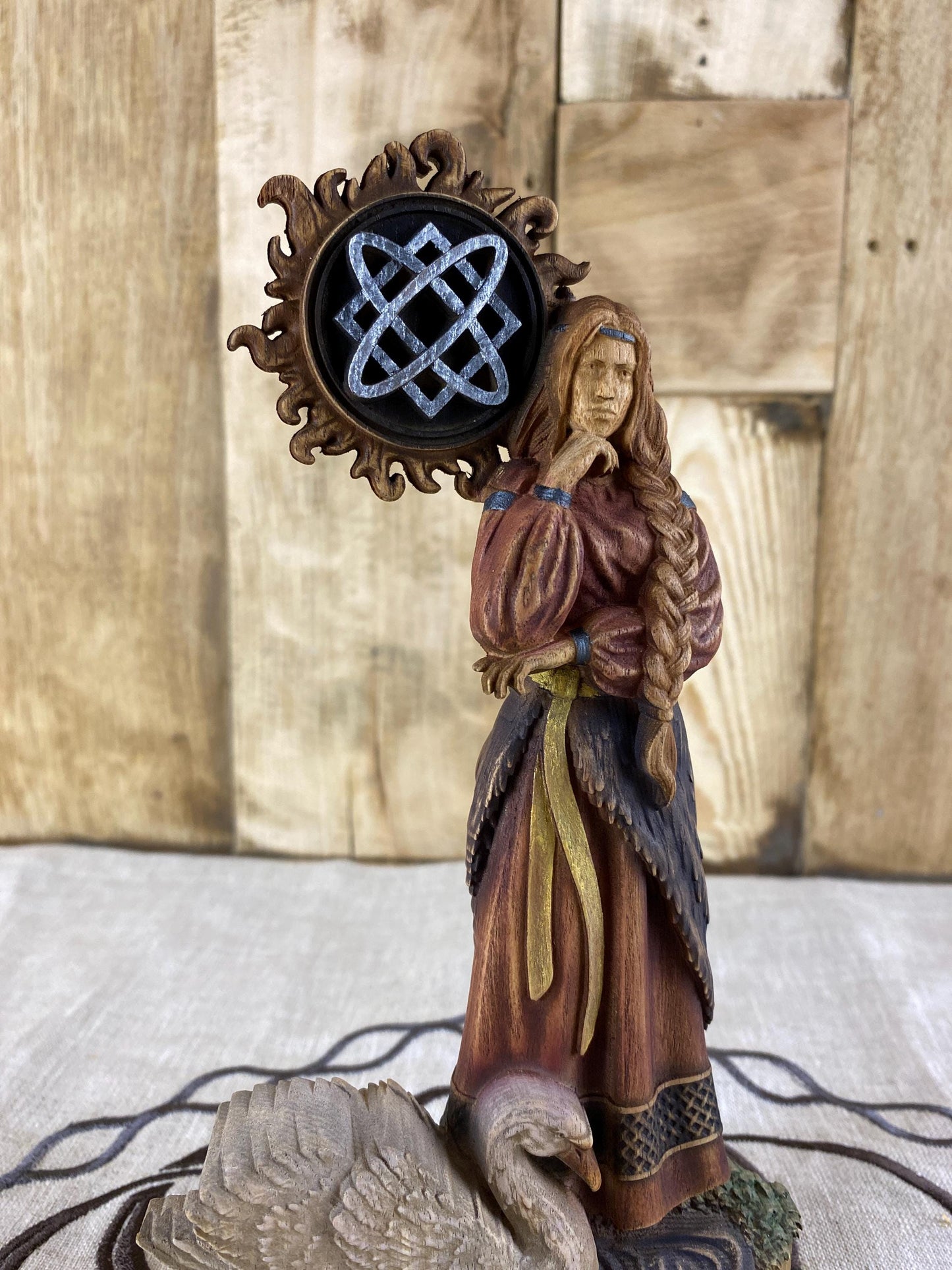 Lada Figure β Wooden Slavic Goddess Statue β Symbol of Love, Beauty & Spring with Sacred Swan