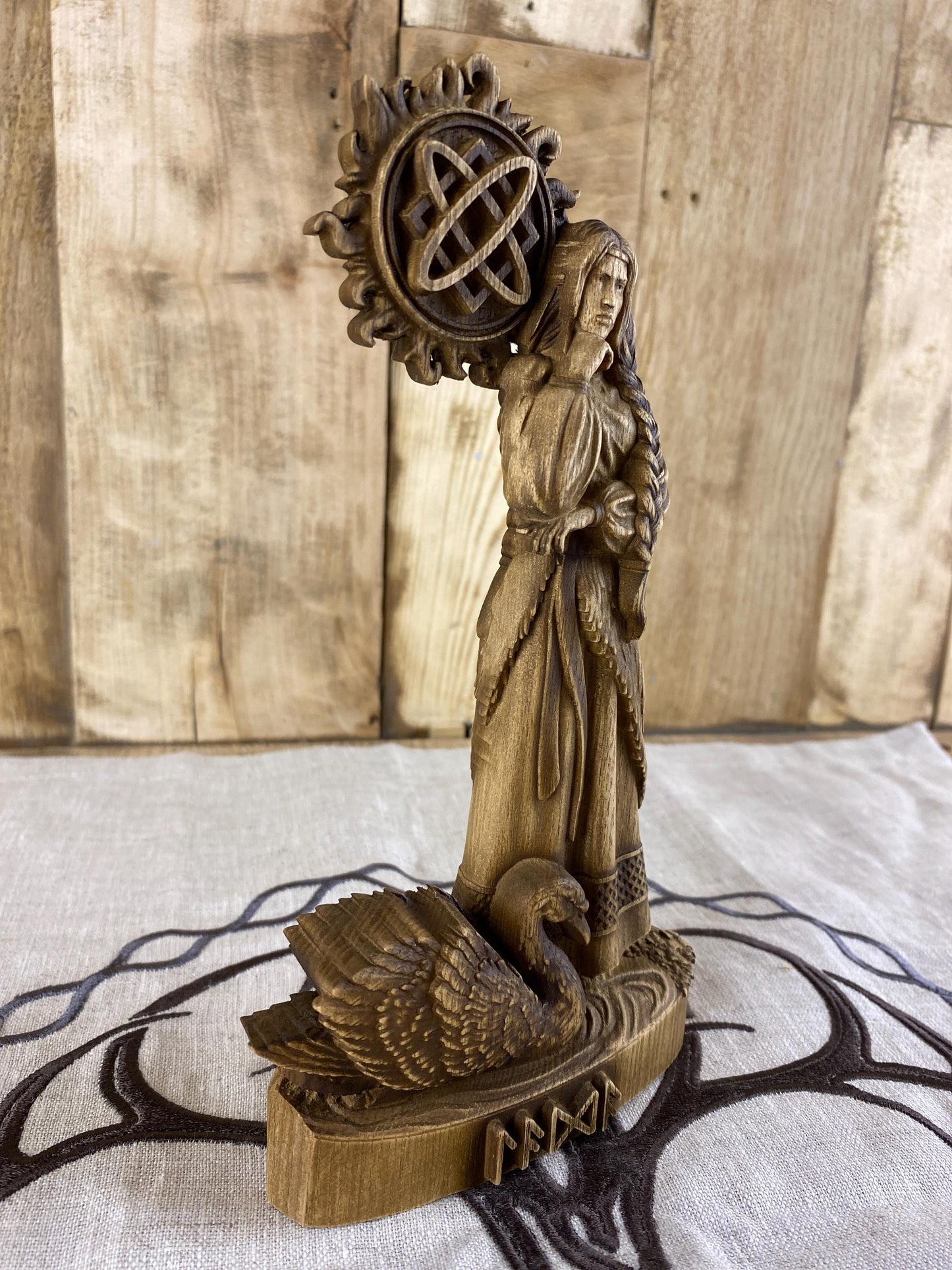 Lada Figure β Wooden Slavic Goddess Statue β Symbol of Love, Beauty & Spring with Sacred Swan
