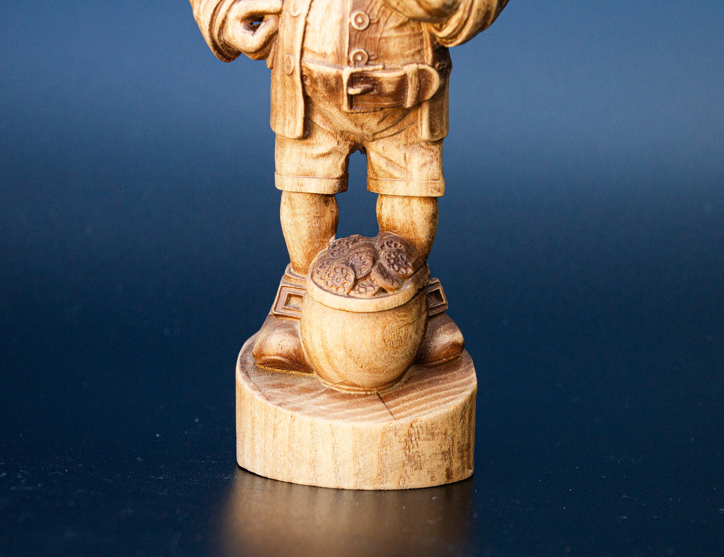 Leprechaun Wooden Sculpture, Irish Wish-granting Wizard