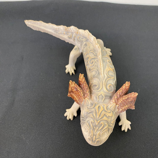 Hand-Carved Axolotl Figurine – Mystical Aztec Wooden Amphibian Statue for Mesoamerican Decor & Symbolic Gifts