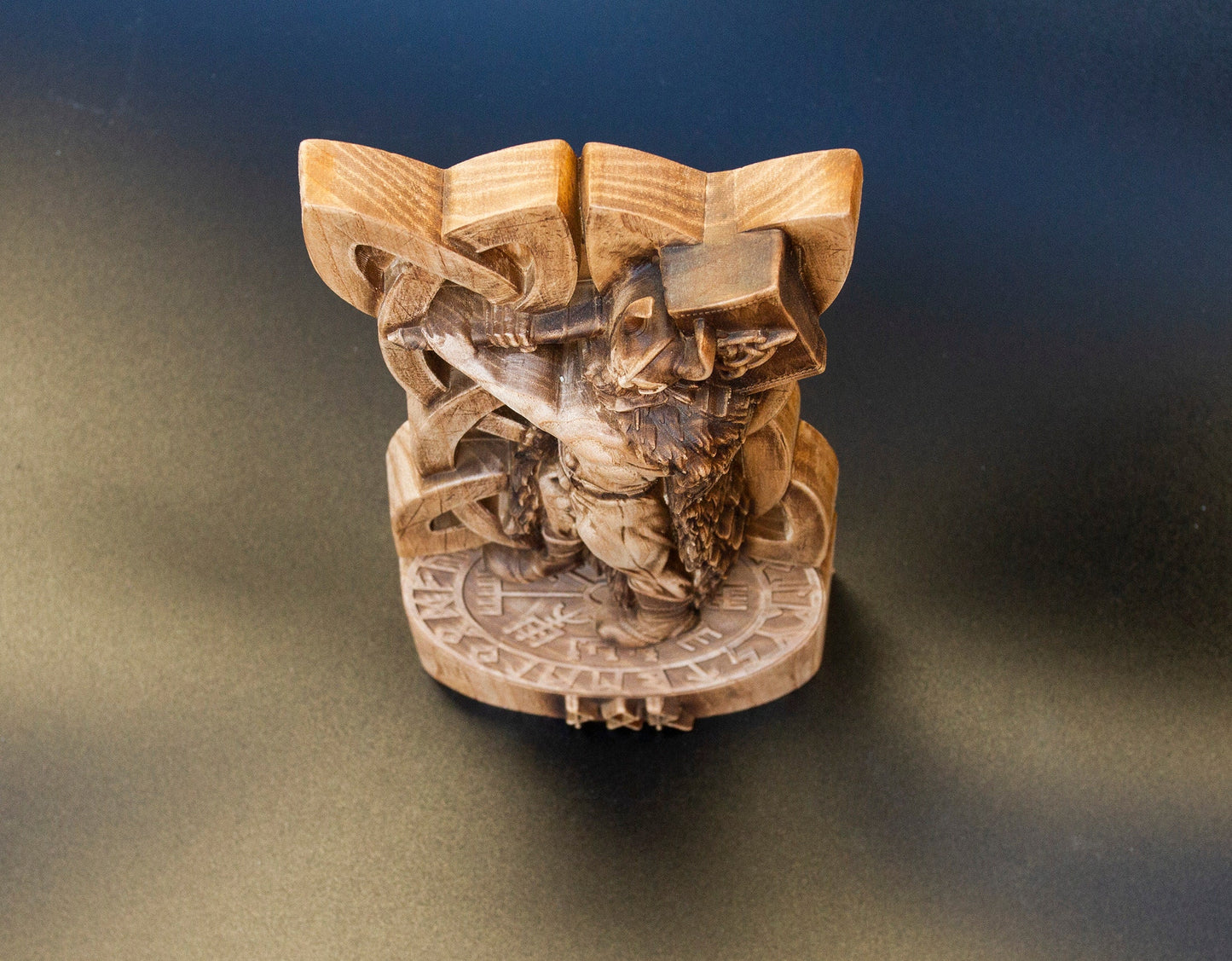Thor Statue Tabletop Wood Sculpture Figurine Scandinavian Gods Statue Altar Souvenir Norse Gods