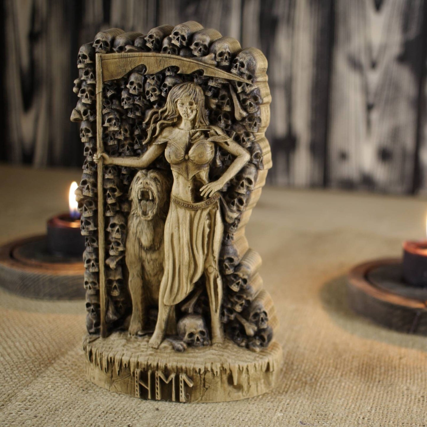 Hel Statue Figurine Scandinavian Gods Wooden Sculpture Altar Souvenir North Characters