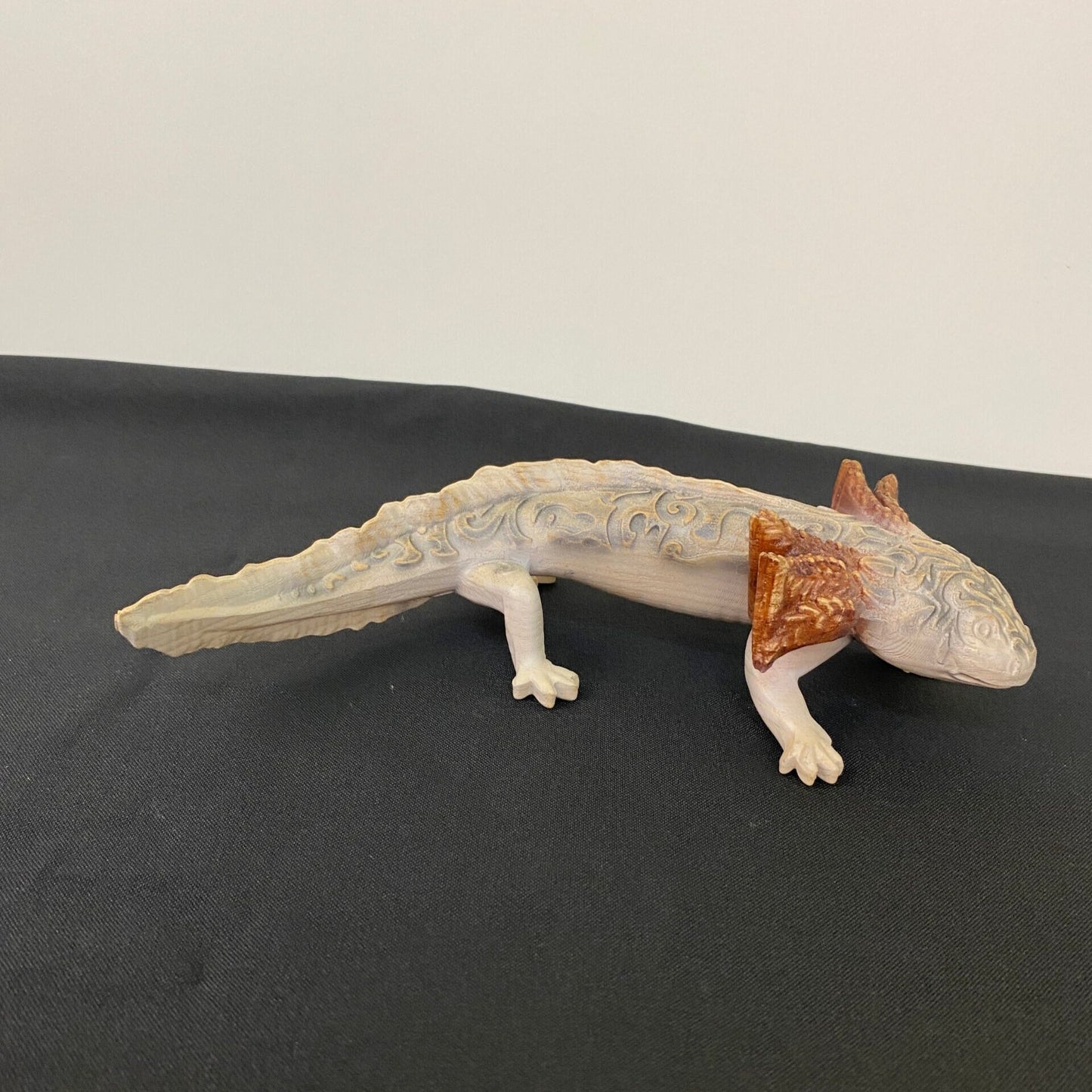 Hand-Carved Axolotl Figurine – Mystical Aztec Wooden Amphibian Statue for Mesoamerican Decor & Symbolic Gifts