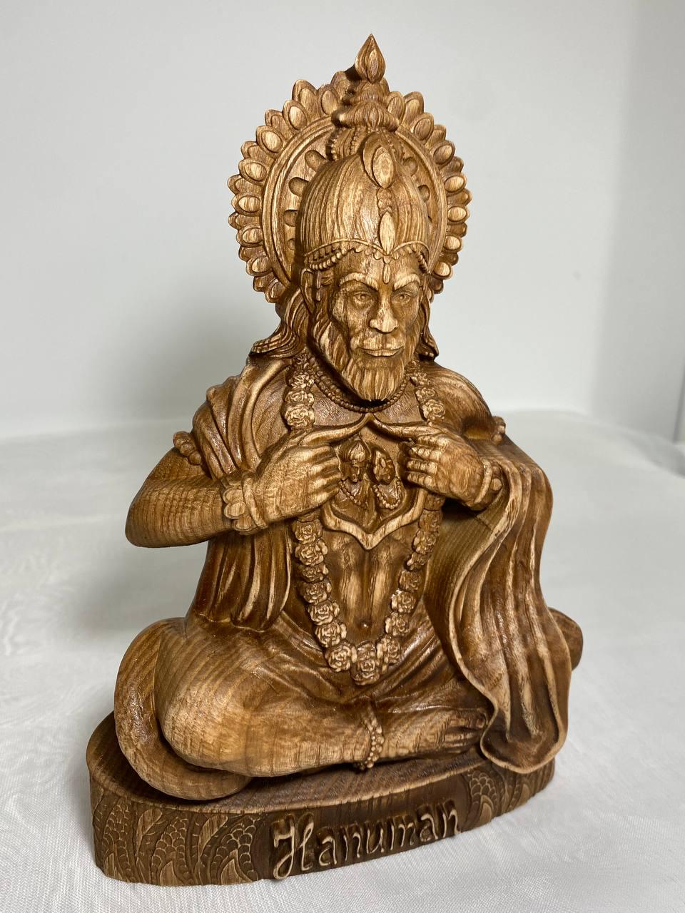 Statue d'Hanuman Idole d'Hanuman Dieux indiens Seigneur Hanuman Dieu hindou Mythologie indienne Dieu singe Art hindou Statue de dieu hindou Statue en bois sculpté