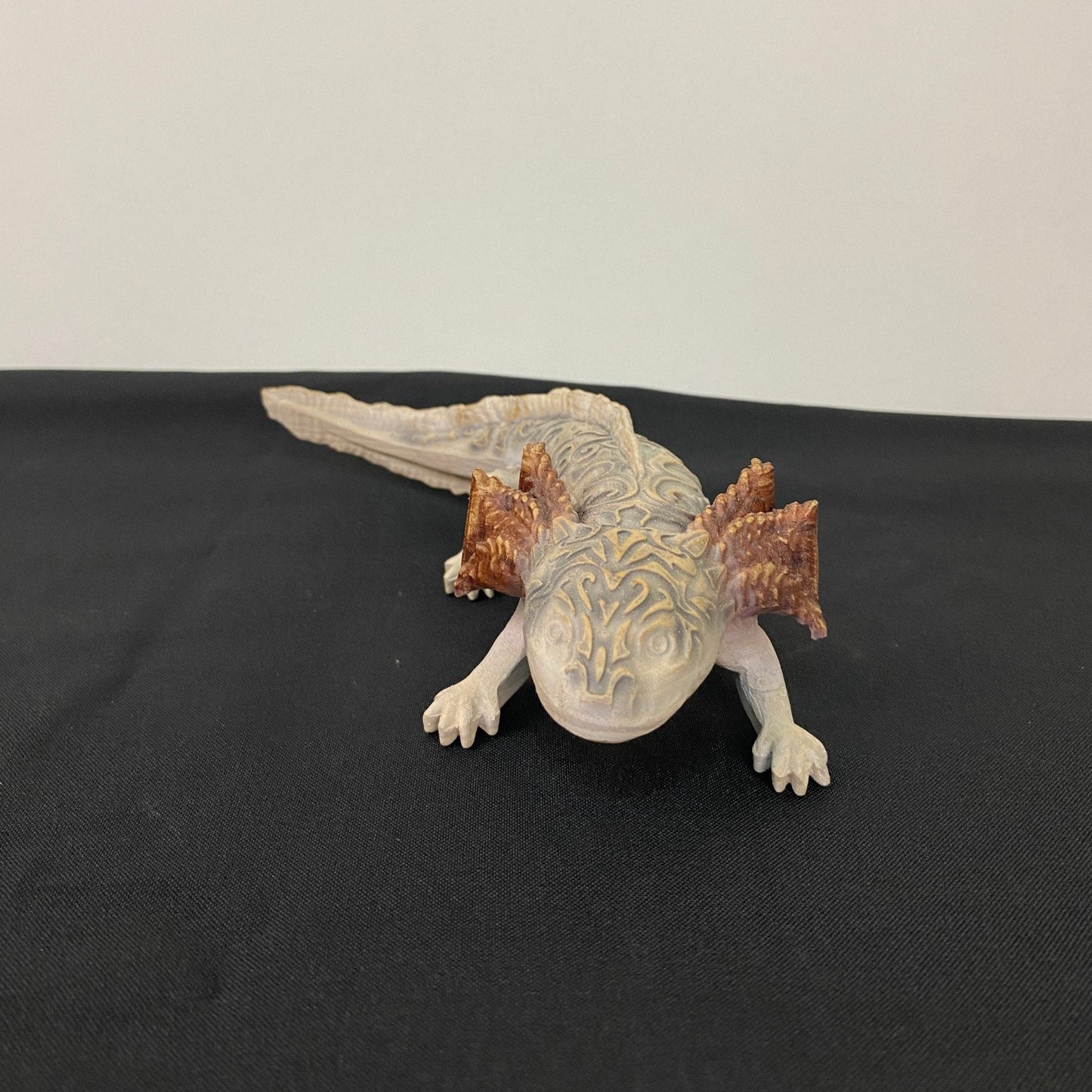 Hand-Carved Axolotl Figurine – Mystical Aztec Wooden Amphibian Statue for Mesoamerican Decor & Symbolic Gifts