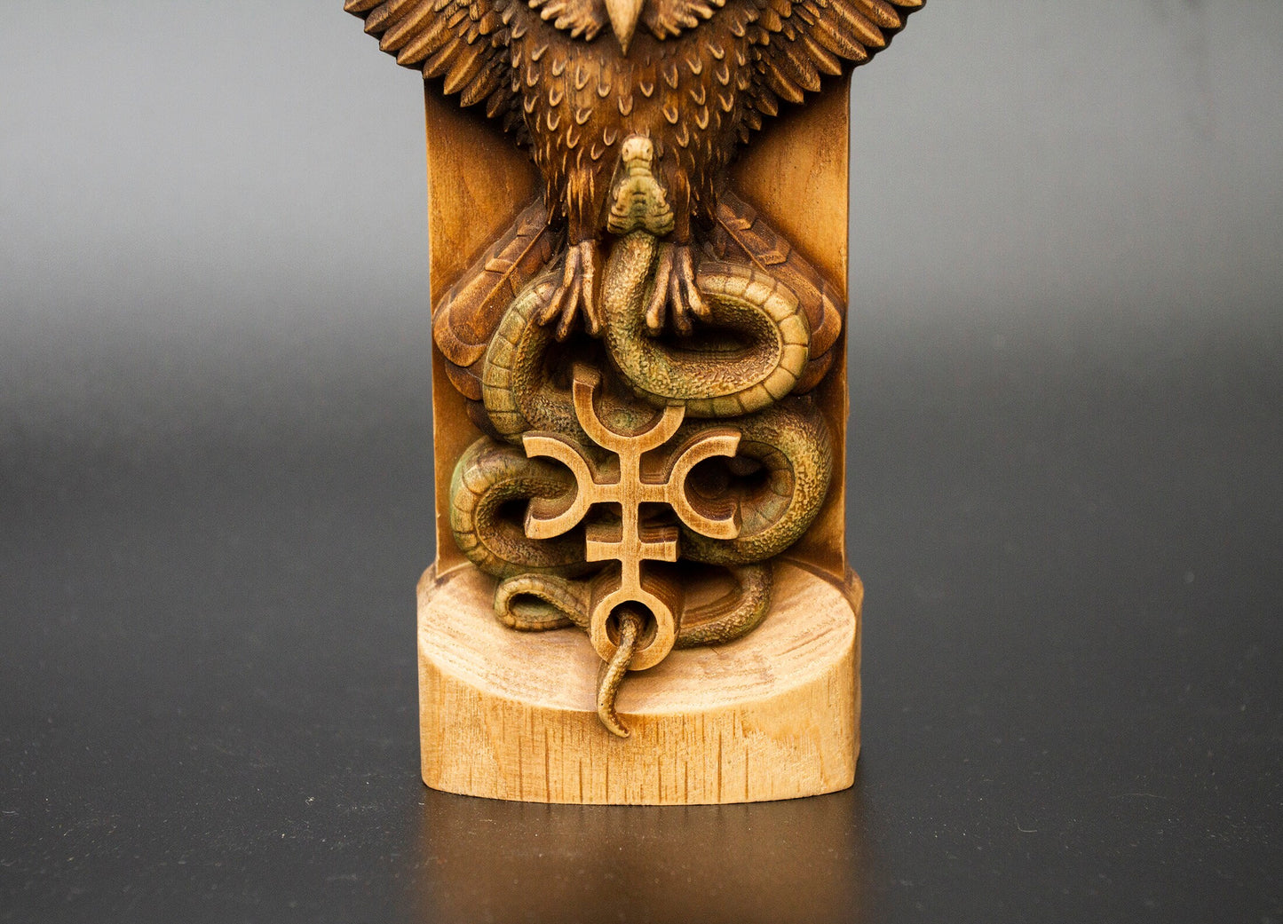 Hecate Owl Figurine – Wooden Hecate Owl Statue – Sacred Owl of Hecate Hand-Carved from Ecological Ash Wood