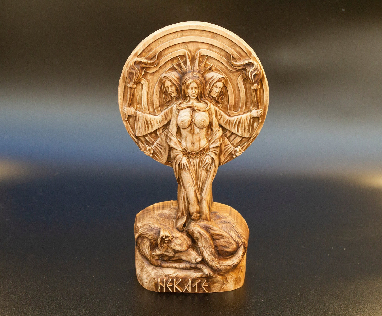 Statue d'Hécate, déesse nordique du mystère et des ténèbres, figurine de dieux scandinaves, sculpture en bois, art de l'autel, souvenir, personnages du Nord