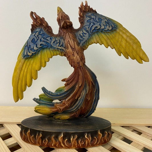 Phoenix Greek statue Phoenix statue Mythical bird Colored phoenix Egyptian phoenix Greek mythology Fantasy statue Fantasy wood décor