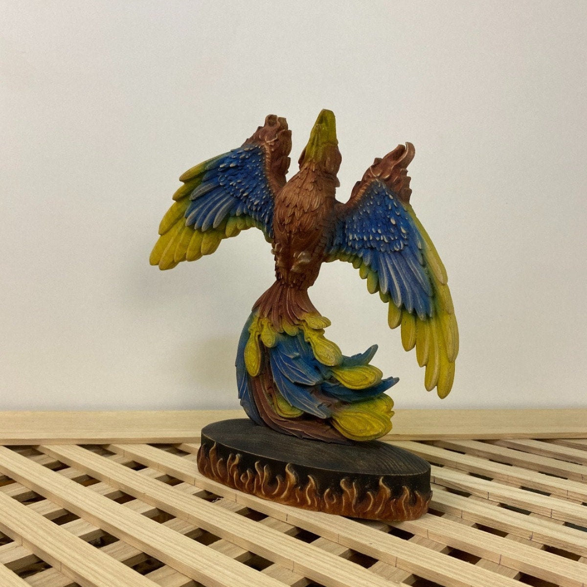 Phoenix Greek statue Phoenix statue Mythical bird Colored phoenix Egyptian phoenix Greek mythology Fantasy statue Fantasy wood décor