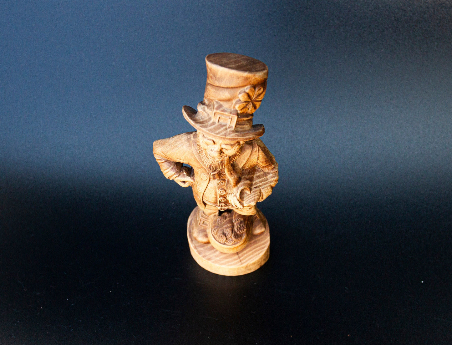 Leprechaun Wooden Sculpture, Irish Wish-granting Wizard