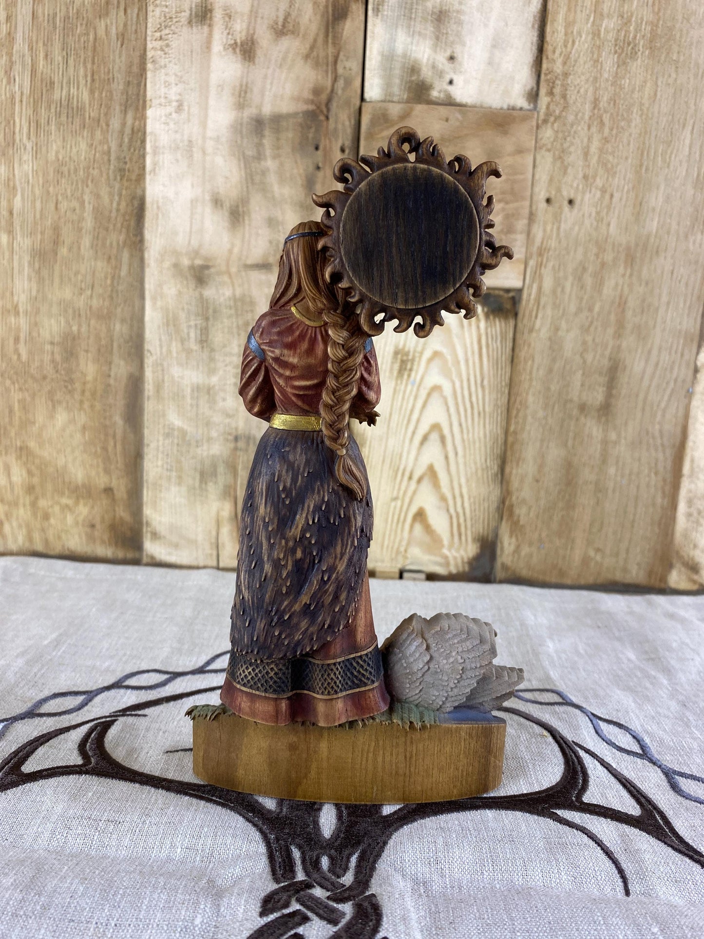 Lada Figure β Wooden Slavic Goddess Statue β Symbol of Love, Beauty & Spring with Sacred Swan