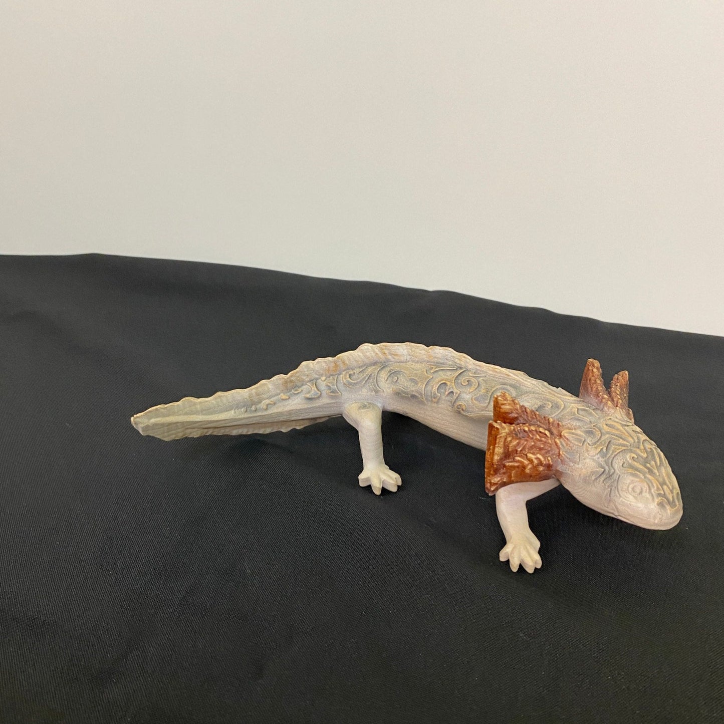 Hand-Carved Axolotl Figurine – Mystical Aztec Wooden Amphibian Statue for Mesoamerican Decor & Symbolic Gifts