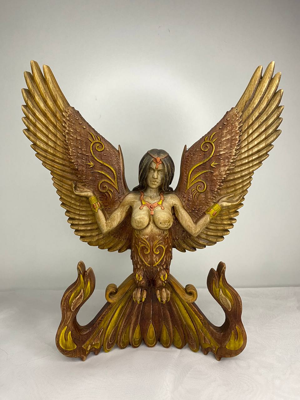 Alkonost & Sirin Figure β Wooden Slavic Mythical Bird Statue β Symbol of Joy, Sorrow & Enchanting Harmony in Ash Wood