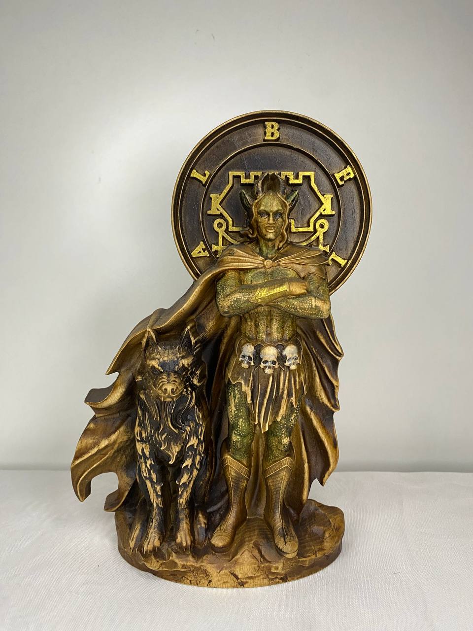 Belial Figure – Wooden Occult Statue – Symbol of Rebellion, Chaos & Forbidden Power