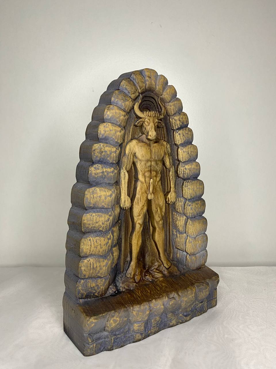Minotaur Figure – Wooden Mythical Beast Statue – Symbol of Power, Maze & Primal Fury in Ash Wood