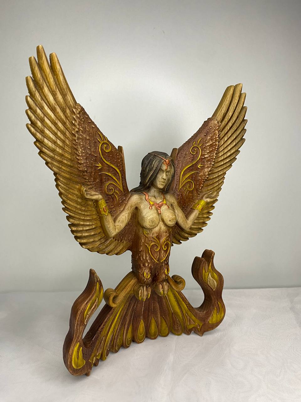 Alkonost & Sirin Figure β Wooden Slavic Mythical Bird Statue β Symbol of Joy, Sorrow & Enchanting Harmony in Ash Wood