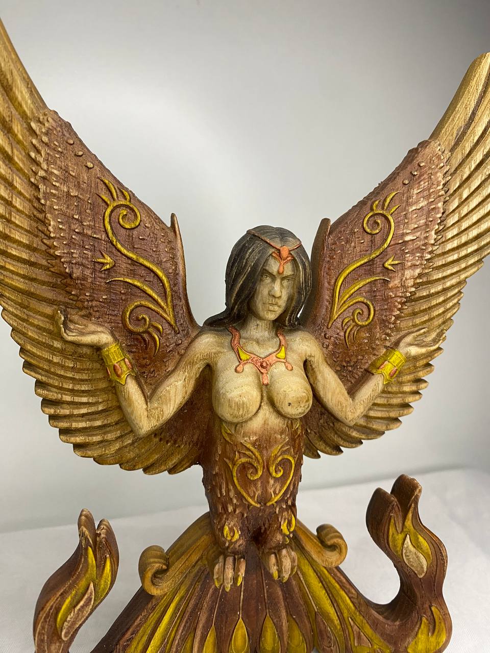 Alkonost & Sirin Figure β Wooden Slavic Mythical Bird Statue β Symbol of Joy, Sorrow & Enchanting Harmony in Ash Wood