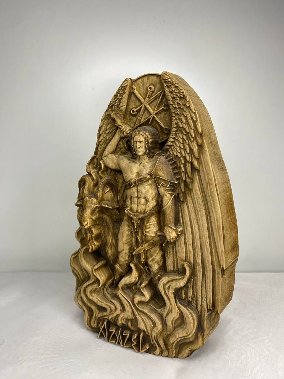 Azazel Figure – Wooden Occult Angel Statue – Symbol of Rebellion, Mystery & Primal Power