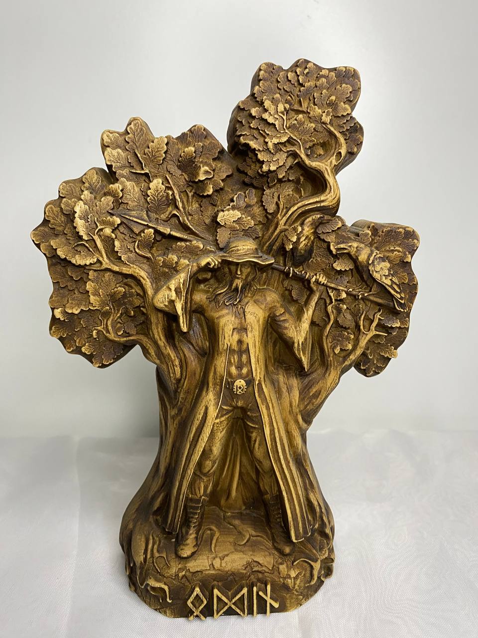 Odin Figure – Wooden Norse God Statue – Symbol of Wisdom, War & Magic in Ash Wood