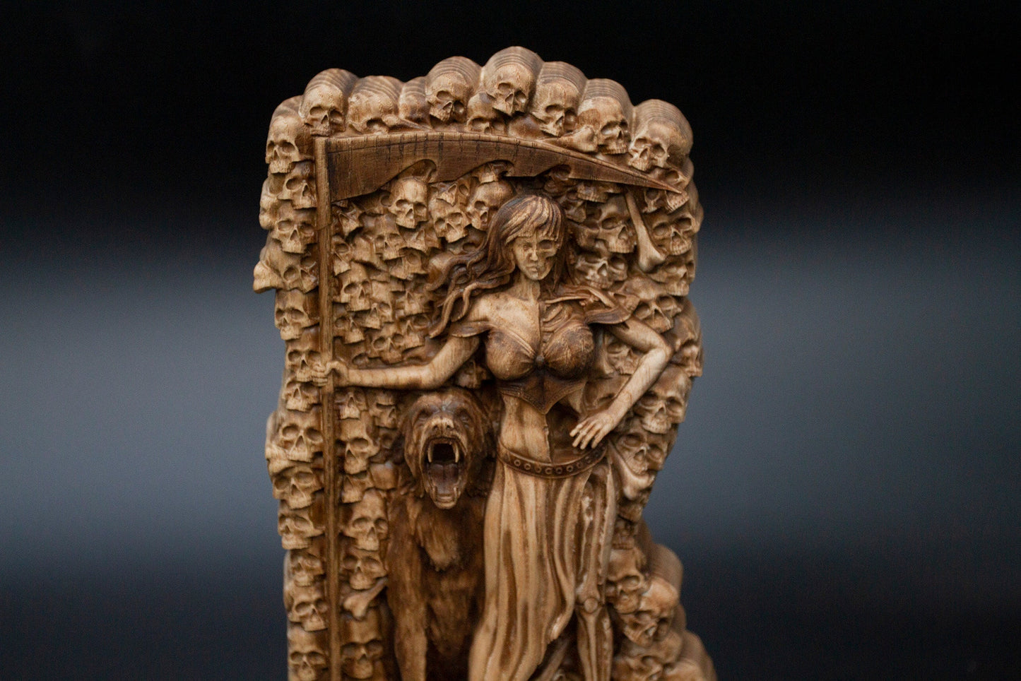 Figurine Hel Dieux Scandinaves Statue Sculpture en Bois Autel Souvenir Personnages du Nord