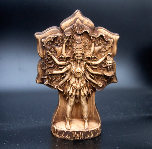 - Kali Statue from Ecological Ash Wood – Kali Figurine for Altar – Kali Tantric Spiritual Decor Gift
