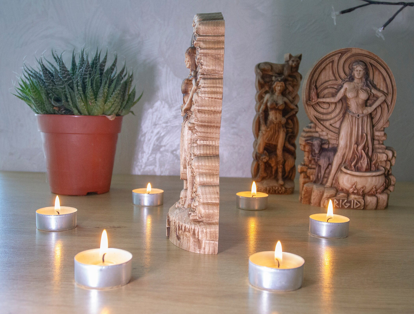 Statue de Hel Figurine Dieux scandinaves Sculpture en bois Autel Souvenir Personnages du Nord
