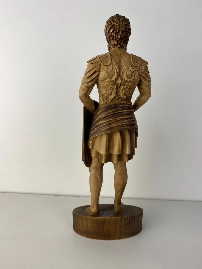 Marcus Aurelius Wooden Statue – Hand-Carved Stoic Figurine by PerCubes