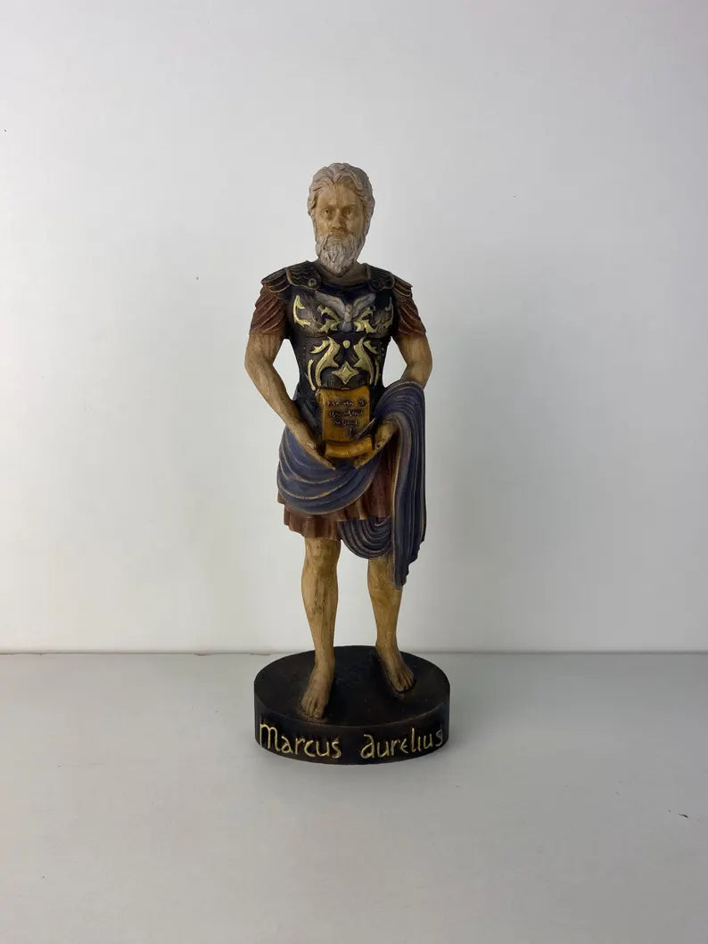 Marcus Aurelius Wooden Statue – Hand-Carved Stoic Figurine by PerCubes