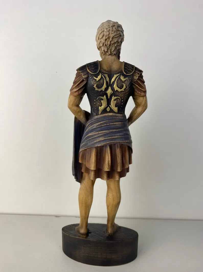 Marcus Aurelius Wooden Statue – Hand-Carved Stoic Figurine by PerCubes