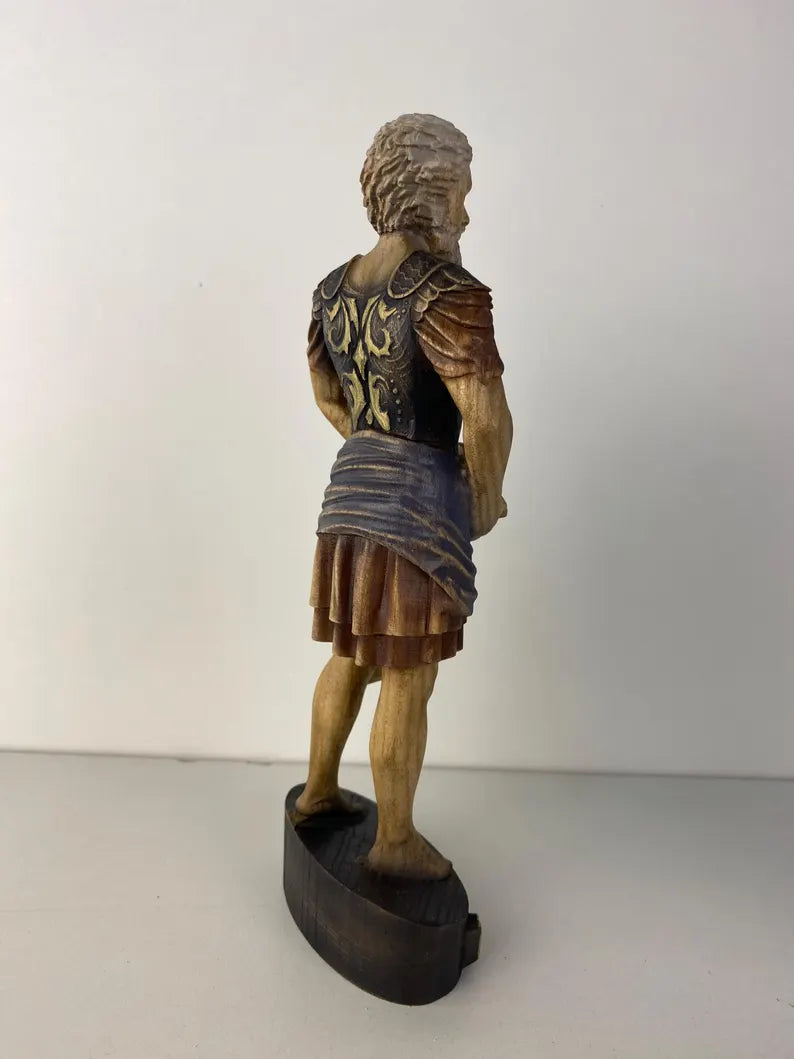 Marcus Aurelius Wooden Statue – Hand-Carved Stoic Figurine by PerCubes