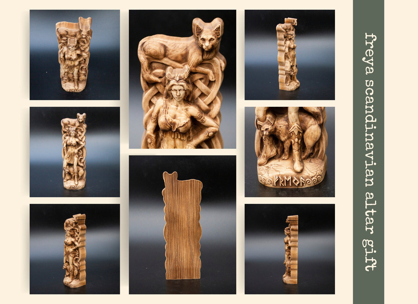Statue de Freya, déesse nordique, figurine, dieux scandinaves, sculpture en bois, art de l'autel, souvenir, personnages du Nord