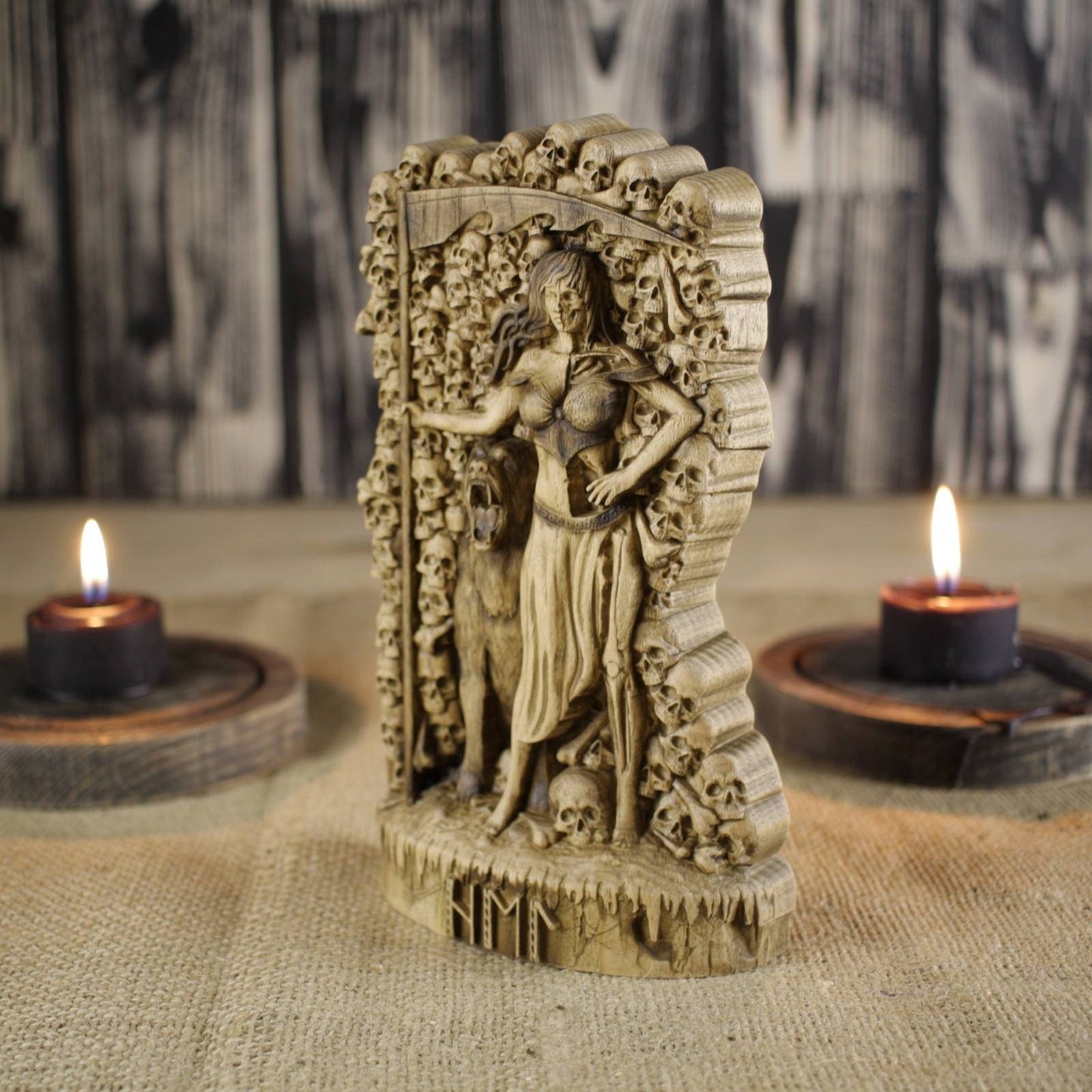 Statue de Hel Figurine Dieux scandinaves Sculpture en bois Autel Souvenir Personnages du Nord