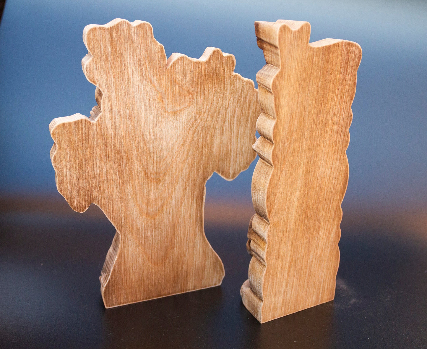 Statues en bois d'Odin et Freja - Ensemble de deux sculptures