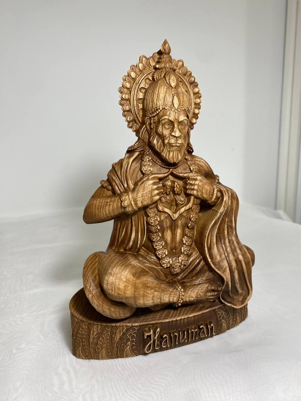 Statue d'Hanuman Idole d'Hanuman Dieux indiens Seigneur Hanuman Dieu hindou Mythologie indienne Dieu singe Art hindou Statue de dieu hindou Statue en bois sculpté