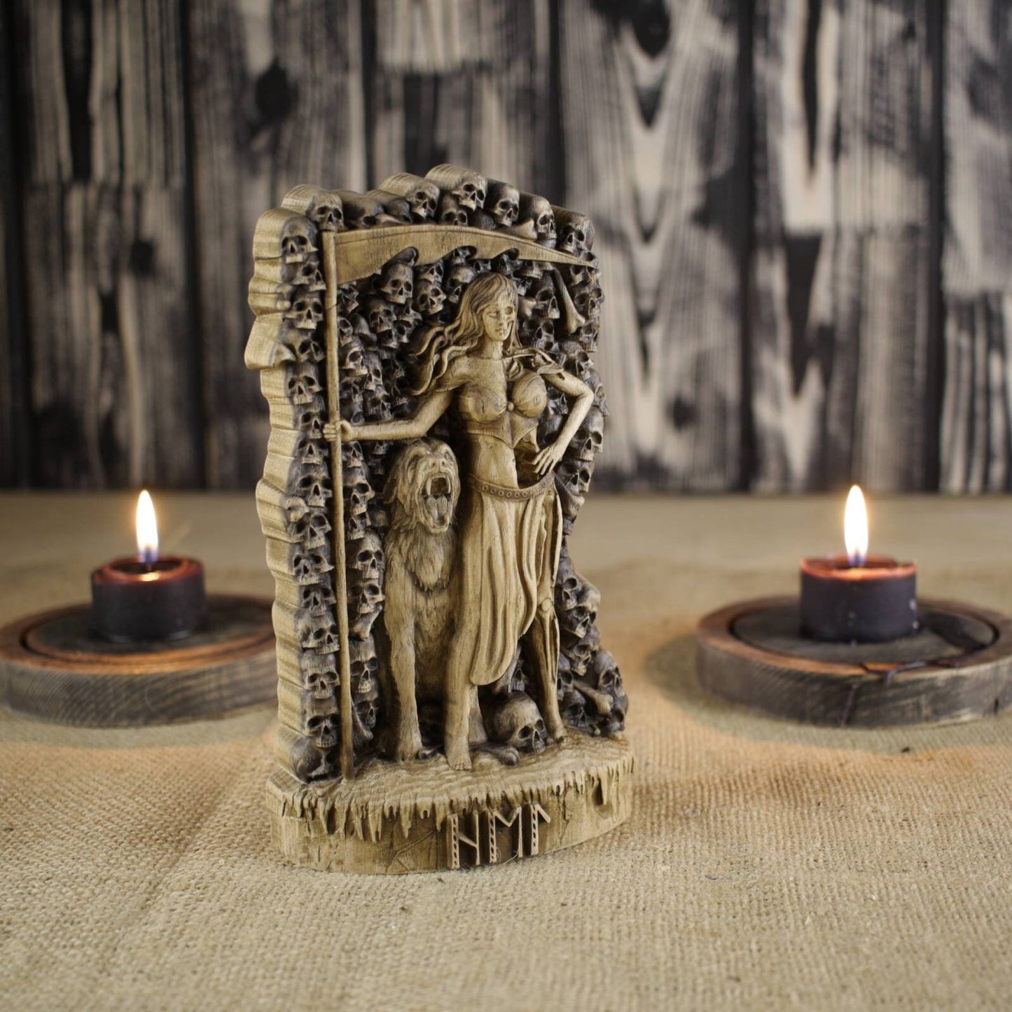 Statue de Hel Figurine Dieux scandinaves Sculpture en bois Autel Souvenir Personnages du Nord