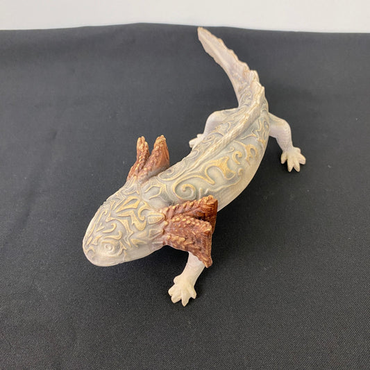 Hand-Carved Axolotl Figurine – Mystical Aztec Wooden Amphibian Statue for Mesoamerican Decor & Symbolic Gifts